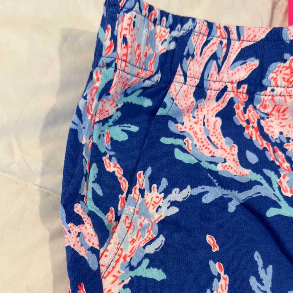 NWT Lilly Pulitzer Emora Knit Pant Coral Patterned Crop Length French Terry L - Picture 5 of 5